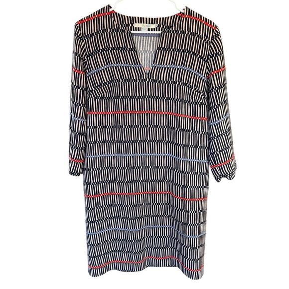 Boden Easy Notch Tunic Dress 6 Long Geometric Pattern Pockets Classic Career - Picture 1 of 9